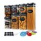 Set Cutii de Depozitare a Alimentelor, Cyrax, 7 Recipiente, 10 Etichete Reutilizabile, 4 Linguri, pentru Bucatarie, Spatula, Etansare, Fara BPA, Trans