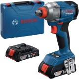 Bosch GDX 18V-285 - Masina de insurubat cu impact cu 2 acumulatori Li-Ion 18 V 2 Ah patrat 1/2 inch si hexagon interior 1/4 inch 285 Nm M8-M18 valiza