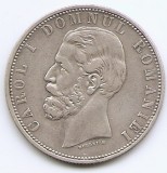 Romania 5 Lei 1881 - Carol I (Domnul Romaniei) Argint 25 g/835, 37 mm, KM-12
