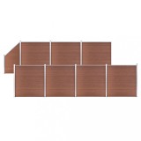 VidaXL Set panouri gard, 7 pătrate + 1 oblic, maro, 1311x186 cm, WPC