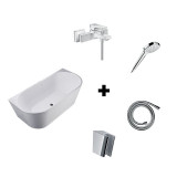 Cumpara ieftin Set cada freestanding, Florida, Beatrice 150, cu baterie Hansgrohe, Metropol, cu para, suport pentru para si furtun Hansgrohe