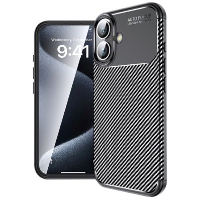 Husa pentru iPhone 16 - Techsuit CarbonFiber - Black foto