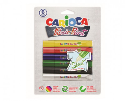 Vopsea Pentru Textile, Rezistanta La Spalare, 6 Culori/blister, Carioca Fabric Paint - Sleek foto