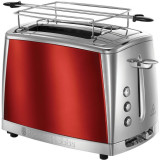 Prajitor de paine Russell Hobbs Luna Solar Red 23220-56, 1550 W, 2 felii, 6 setari, Prajire rapida, Rosu/Inox