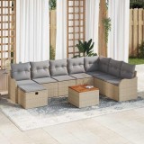 VidaXL Set de canapele pentru grădină cu pernă 9 pcs Bej Rattan poli