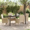 VidaXL Set de masă pentru grădină cu pernă 5 pcs Bej Rattan poli 3379796