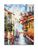Cumpara ieftin Tablou pictat manual, La Venetia, stilizat - 70x50cm ulei pe panza in cutit efect 3D
