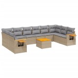 Set canapele de gradina cu perne, 11 piese, bej, poliratan