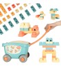 Set Blocuri de Constructie Interactive din Plastic, Carucior de Jucarie cu 32 de Piese, Multicolor, KIK