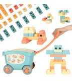 Set Blocuri de Constructie Interactive din Plastic, Carucior de Jucarie cu 32 de Piese, Multicolor, Oem