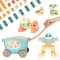 Set Blocuri de Constructie Interactive din Plastic, Carucior de Jucarie cu 32 de Piese, Multicolor