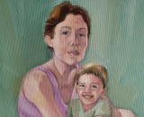 Portret, PICTURA ulei, TABLOU nou - MAMA SI COPILUL-, pictor roman consacrat, Portrete, Realism