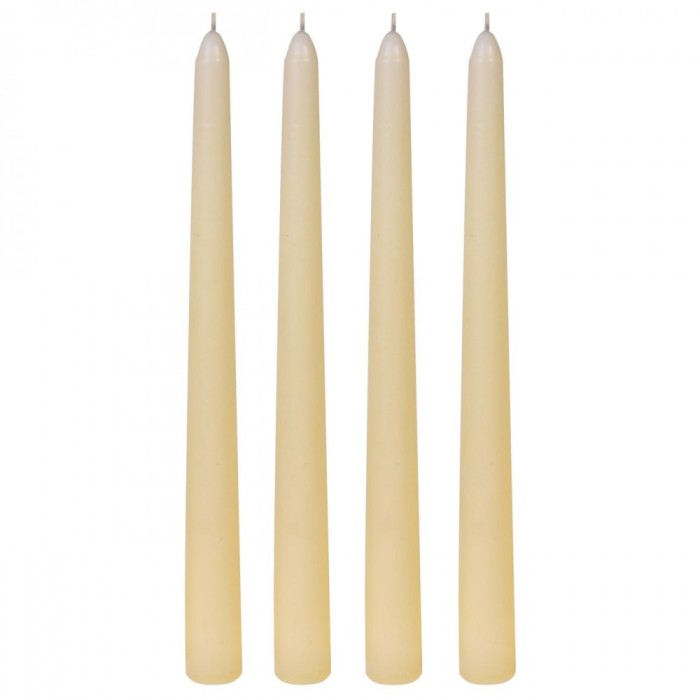 Set Lum&acirc;nări Decorative Sfeșnic, Ecru, 2.5x25cm, 4 Bucăți