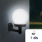 Lampa solara LED, alb rece, negru, plastic, sfera