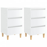 vidaXL Noptiere &amp; picioare lemn, 2 buc., alb extralucios, 40x35x69 cm 805900