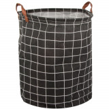 Cos de rufe pliabil din material textil, 45 litri, Negru, 40x35 cm,