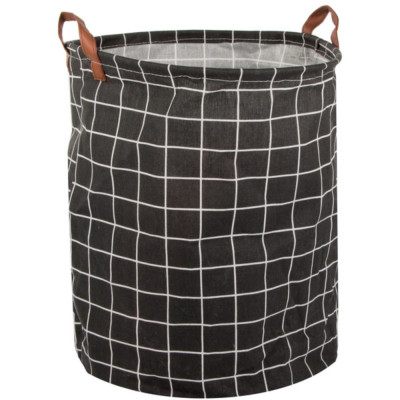 Cos de rufe pliabil din material textil, 45 litri, Negru, 40x35 cm, foto