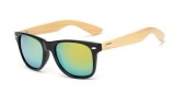 Ochelari Soare Bambus - Lemn, Protectie UV + Toc + Husa -Model Galben, Femei, Protectie UV 100%, Plastic