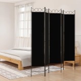 VidaXL Paravan de cameră cu 5 panouri, negru, 200x200 cm, textil
