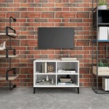 vidaXL Comodă TV cu picioare metalice, alb, 69,5x30x50 cm