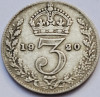 3 pence 1920 Marea Britanie, George V , argint, km#813, Europa