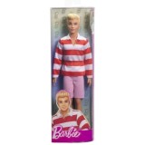 BARBIE FASHIONISTAS PAPUSA KEN BLOND CU BLUZA POLO DUNGI ROSII ALBE