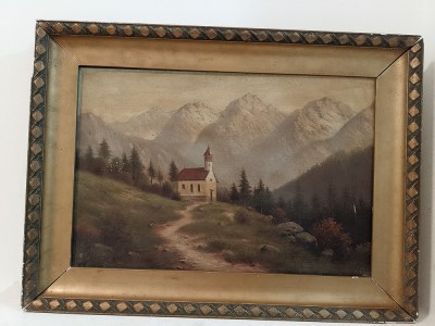 Ulei pe p&amp;acirc;nză o lucrare foarte veche semnata foto