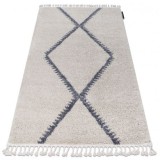 Covor Berber Meknes B5910 cremă si gri Franjuri shaggy pletos, 200x290 cm, Dreptunghi, Polipropilena