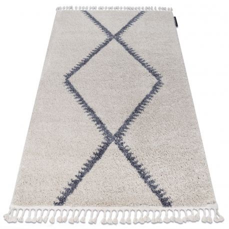 Covor Berber Meknes B5910 cremă si gri Franjuri shaggy pletos, 200x290 cm