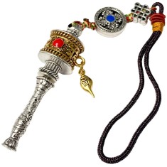 Amuleta Morișca Dorintelor cu dublu dorje si nod mistic, metal de calitate auriu cu snur