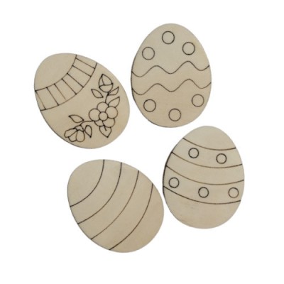 Set 4 decoratiuni Paste, forma ou , 6x8 cm, lemn natur foto
