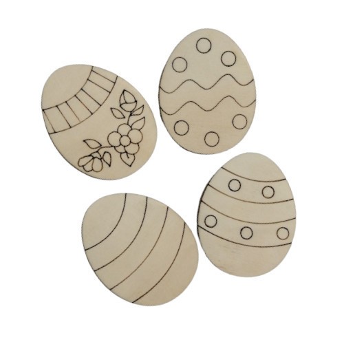 Set 4 decoratiuni Paste, forma ou , 6x8 cm, lemn natur