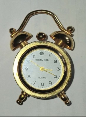 Mini-Ceas quartz BRIAN STILL tip &amp;quot;de masa cu alarma&amp;quot; / metal neferos aurit / functional, dar necesita baterie / D: 2 cm H: 4,50 cm 40 g / fara marcaje foto