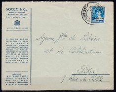 ROMANIA 1930 LP 83 r VALOAREA 10 LEI MIHAI I SUPRATIPAR 8 IUNIE 1930 /PLIC CU ANTET SOCEC&amp;CO FURNIZORII CURTII REGALE CIRCULAT BUCURESTI-PARIS 1930