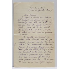 SCRISOARE EXPEDIATA DE M. G. SUTZU , SCRISA SI SEMNATA OLOGRAF , IN LIMBA FRANCEZA , INCEPUTUL SEC. XX