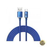 Cablu Date si Incarcare USB-A - USB-C Baseus Crystal Shine Series 100W 2m Albastru CAJY000503