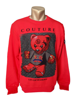 Bluză roșie cu imprimeu ursuleț foto