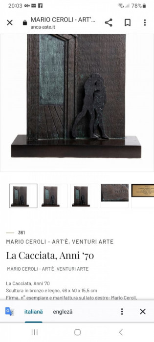 Mario Ceroli - La Cacciata (Expulzarea), sculptura anii &#039;70