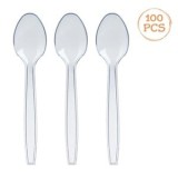 Set de Lingurite Reutilizabile din Plastic Transparent - 100 buc, CMCLASS