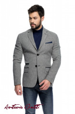 Sacou Barbati Gri Smart Casual Slim Fit S001 Art13 foto