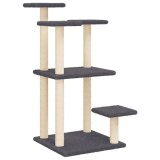 Stalpi zgariat pentru pisici cu platforme, gri inchis, 98,5 cm