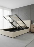 Pat Star 160x200 cm Lada Depozitare Tapitat Catifea Crem G28