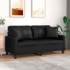 VidaXL Canapea cu 2 locuri cu pernuțe, negru, 140 cm, piele ecologică 3200803