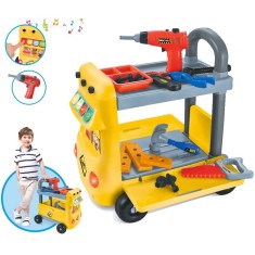 Banc de lucru pentru copii, forma autobuz, sunete, 38 accesorii multicolore foto