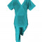 Costum Medical Pe Stil, Turcoaz cu Elastan, Model Marinela - M, 2XL
