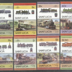 St. Lucia 1985 Trains 8 pairs MNH S.563