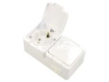 Conector alimentare AC 2P+PE 250VAC 16A albă pentru perete - Abex