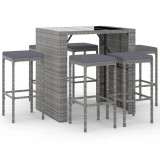 Cumpara ieftin Set mobilier bar de gradina cu perne, 7 piese, gri, poliratan