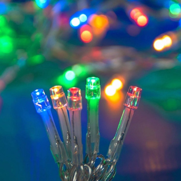 Instalație Lumini Crăciun, 300 LED, Multicolor, Lungime 14.95m, Cablu Transparent, Programe Incluse