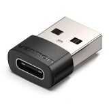 Adaptor USB OTG Vention, USB 2.0 (T) la USB Type-C (M), rata transfer 480 Mbps, invelis PVC, negru, &quot;CDWB0&quot; (timbru verde 0.03 lei) - 6922794755277